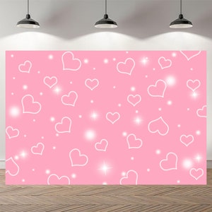 Pink Hearts Early 2000s Photography Backdrop Romantic Valentines Day 80 90 Background Birthday Party Banner Decor Supplies Custom Backdrop