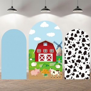 Custom Double-Sided Arch Cover Photo Backdrop Personalized Farm Baby Shower Photography Background Custom Birthday Party Decor