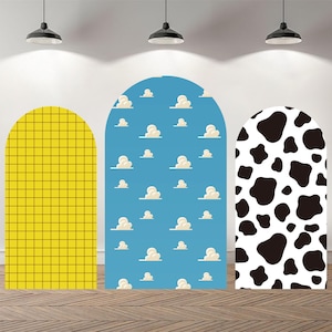 Custom Double-Sided Arch Cover Photo Backdrop Personalized Toy Story Photography Background  Custom Birthday Party Background