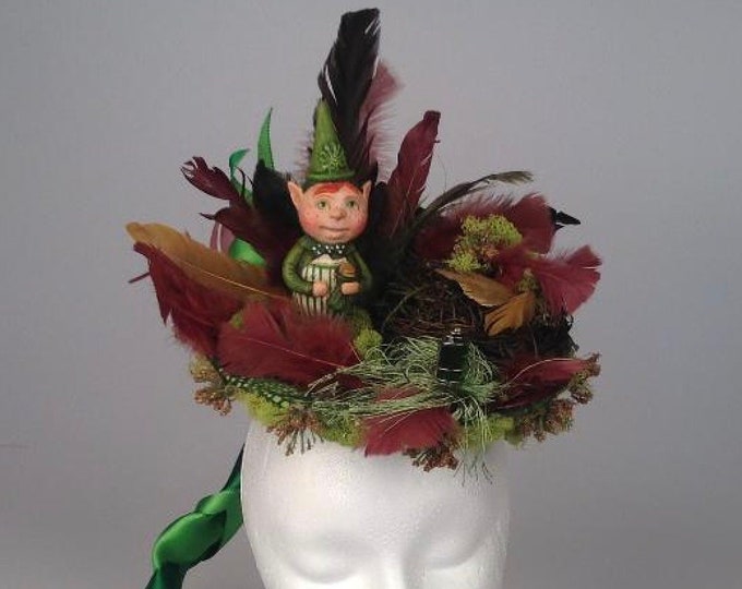 St. Patrick's Day Women's Hat, St. Patrick's Day Fascinator, Hats, St. Patrick's Day Feather Hat, Leprechaun Feather Hat, Fascinator