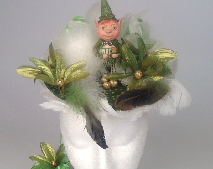 St. Patrick's Day Women's Hat, St. Patrick's Day Fascinator, Hats, St. Patrick's Day Feather Hat, Leprechaun Feather Hat, Fascinator