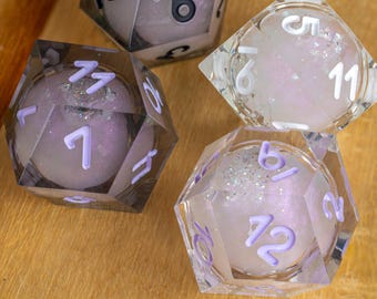 Violet Storm | 2x d12 | Liquid Core | Handmade Rhombic Duality Dice