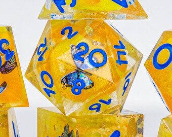 Golden Monarch || Hand-poured Resin Polyhedral Dice || Set of 7