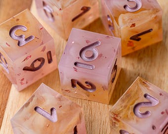 Tangerine Tempest || Handmade d6 Resin Dice || Set of 6
