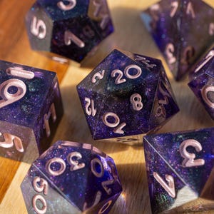 Dark Star || Hand-poured Resin Polyhedral Dice || Set of 7