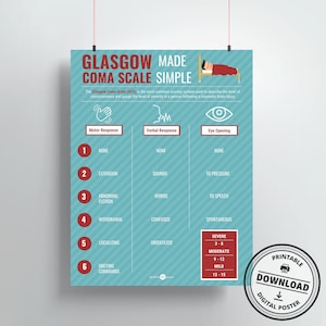 Glasgow Coma Scale Print | DIGITAL DOWNLOAD | Neurology Gift | Doctor Office Decor | Medical Office Art | Neurological System