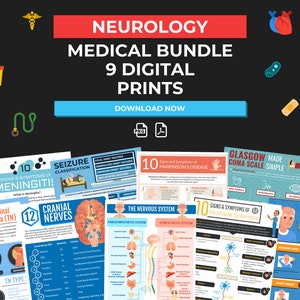 Neurology Medical Bundle Prints | DIGITAL DOWNLOAD | Neurologist Gift | Doctor Office Decor | Nervous system | Medical Office Art