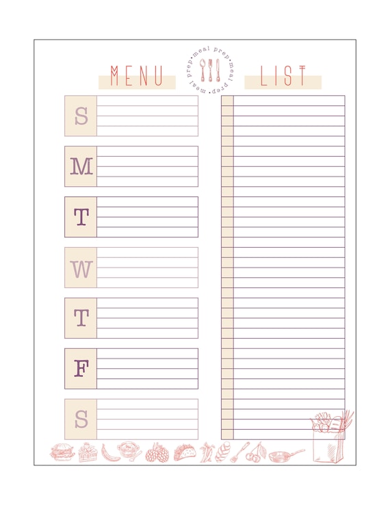 Happy Planner Meal Prep Printable