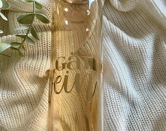 Water bottle, glass bottle with bamboo lid, water bottle "Geese Wine", 500ml, great gift idea