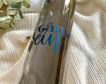Water bottle, glass bottle with bamboo lid, water bottle "Geese Wine", 500ml, great gift idea