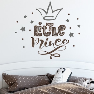 Baby Boy Room Decal Nursery Decoration With Love For Your Little Prince Wall Decal Title Little Prince,Crown,Stars and Dots Sticker