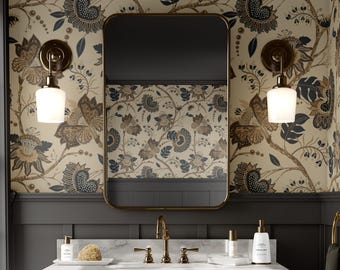 Vintage Floral Wallpaper – Classic Botanical Elegance, Peel & Stick, Bedroom Living Room Accent Wall