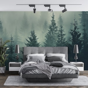 Peel And Stick Watercolour Pine Forest Wallpaper - Self-Adhesive, 17.3x118 Inches, Removable Decor For Bedroom & Furniture - View #6