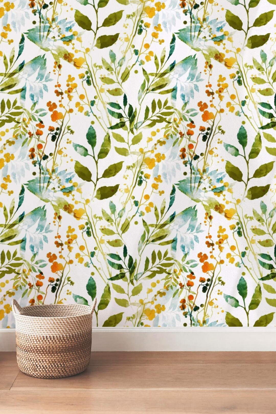 Floral Watercolor Wallpaper - Botanical Peel and Stick and Traditional ...