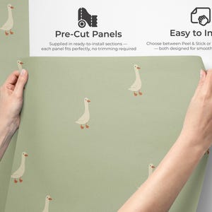 Sage Green Goose Wallpaper: Scandinavian Nursery Peel and Stick or ...