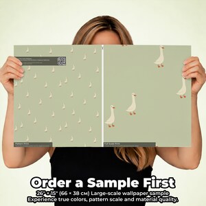 Sage Green Goose Wallpaper: Scandinavian Nursery Peel and Stick or ...