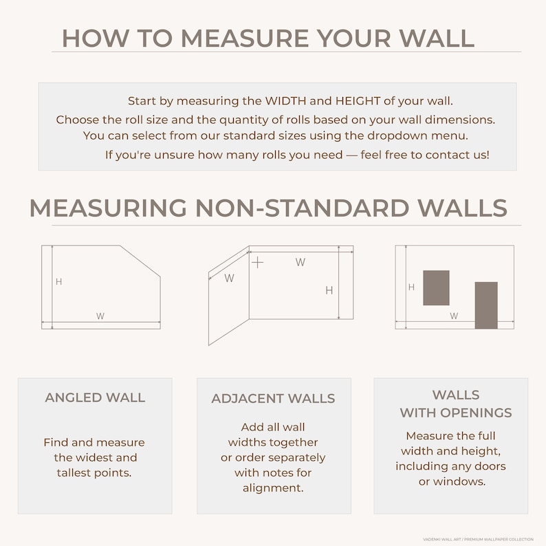 Step-by-step instructions on how to measure a wall before ordering wallpaper