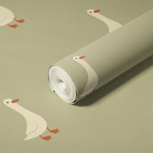 Sage Green Goose Wallpaper: Scandinavian Nursery Peel and Stick or ...