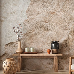 Carta da parati in pietra Boho Chic - Design della parete con accenti staccabili e attaccabili - Carta da parati rimovibile - Arte della parete in cemento - Stampa su pietra incrinata per qualsiasi stanza
