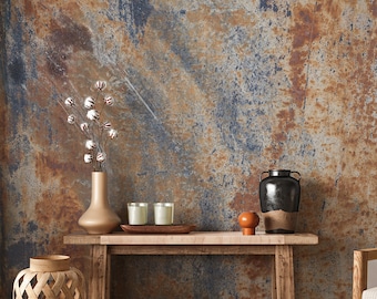 Rustic Brown Metal Texture Wallpaper, Industrial Peel and Stick Decor
