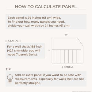 Guide showing how to calculate wallpaper panels for proper wall coverage.