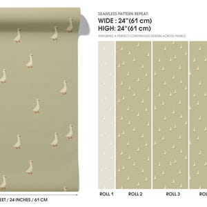 Sage Green Goose Wallpaper: Scandinavian Nursery Peel and Stick or ...