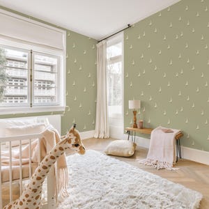 Sage Green Goose Wallpaper: Scandinavian Nursery Peel and Stick or ...