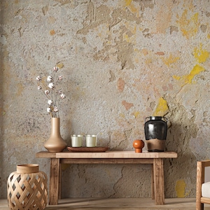 Carta da parati rustica in cemento, fascino industriale, carta da parati in pietra beige, arredamento industriale moderno, carta da parati rimovibile, carta da parati strutturata