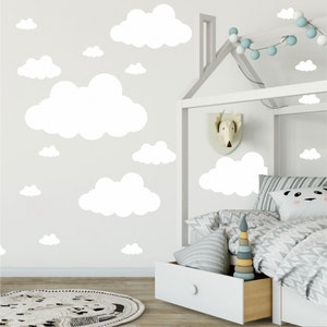 Fluffy-Puffy Clouds Wall Decal - Decoration for a Nursery - Baby&#39;s Room Sticker - Children Room Wall Decal - Bedroom Decoration - Sky Vinyl