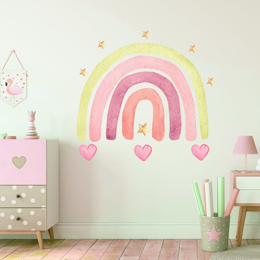 Gentle Watercolor Rainbow Wall Decal Boho Styled Rainbow - Etsy