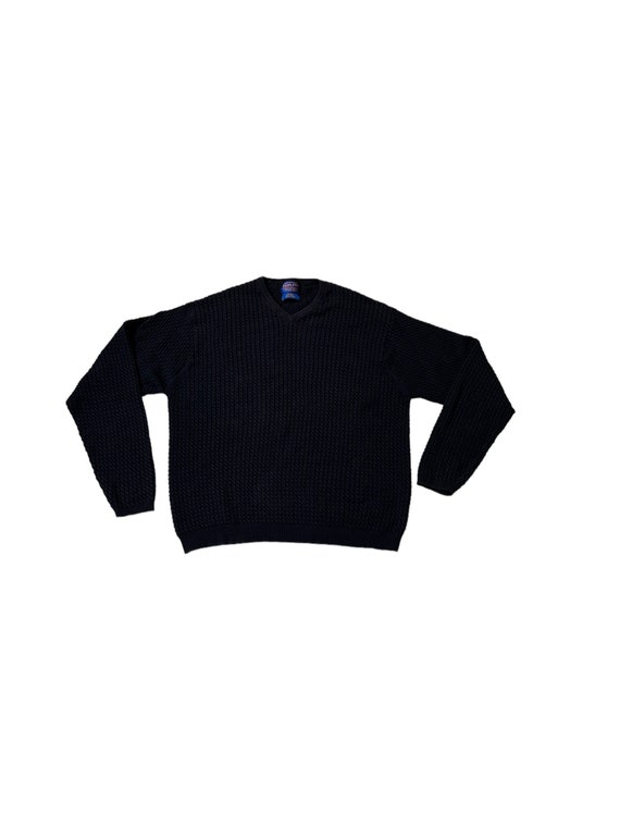 Pendleton Knit V Neck Sweater Sz Mens XL Navy Blue