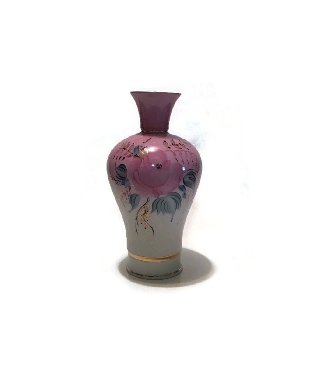 Vintage Pink Porcelain Flower Vase With Gold Gilt Trim - Etsy