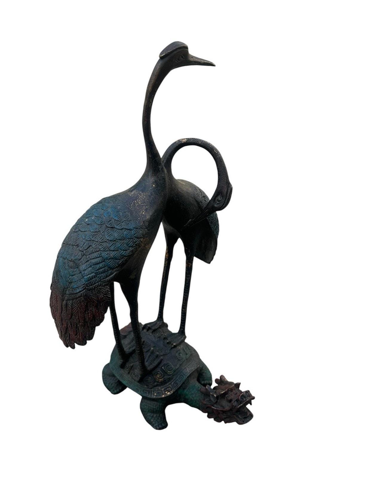 Crane on Turtle Sculpture - Etsy