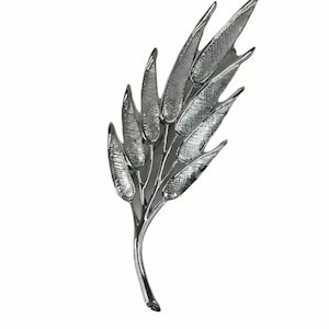 Vintage Large Silver Tone Designer Judy Lee Branch & Leaf Brooch