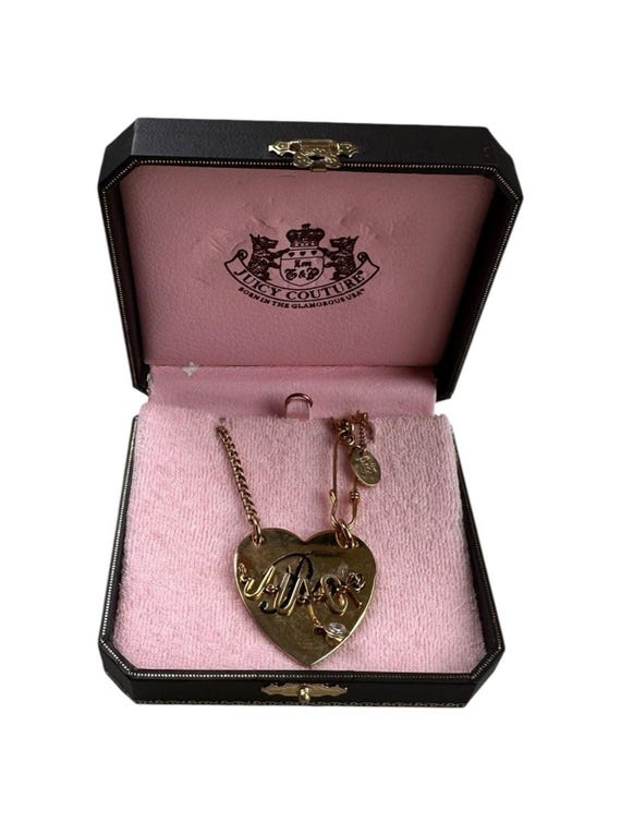 Vintage Y2K Juicy Couture Heart Gold Charm Tone Necklace