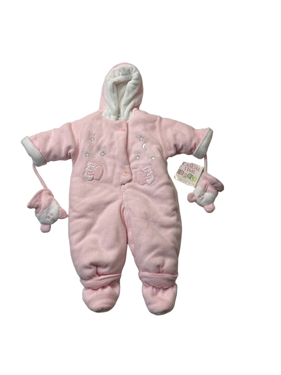 Vintage Casual Time Baby Girl Snow Suit With Mitte