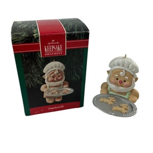Vintage 1990 Hallmark Keepsake Gingerbread Elf Baker Christmas Ornament with Box