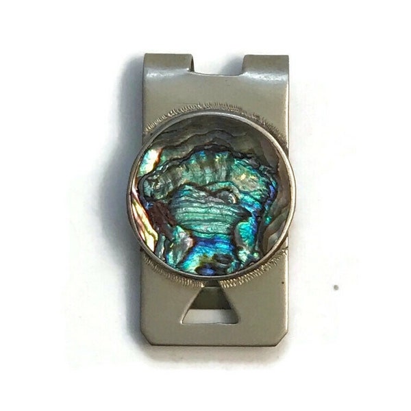 Vintage Taxco Mexico Sterling 925 Abalone Shell Money Clip