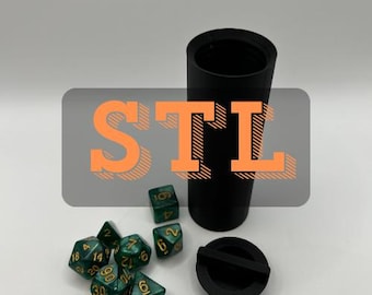 Arquivo de impressão 3D STL para: Tubo de dados de chaveiro para RPG, Dungeons and Dragons, Magic the Gathering e outros jogos de mesa, impresso em 3D