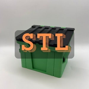 STL 3D-printbestanden voor: The DUMPSTER Box and Trays - Magic the Gathering EDH Commander 3D-geprinte magnetische dekdoos en -tray