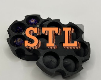 Arquivos de impressão 3D STL para: caixa de dados estilo revólver impressa em 3D para RPG, Dungeons and Dragons, Magic the Gathering e outros jogos de mesa