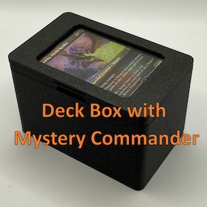CAIXA EDH MISTERIOSA - Caixa de baralho limpa magnética impressa em 3D Magic the Gathering Commander e bandeja com Mystery Commander incluído