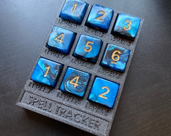 Spell Tracker LARGE for Dungeons and Dragons and other RPGs, 3D printed