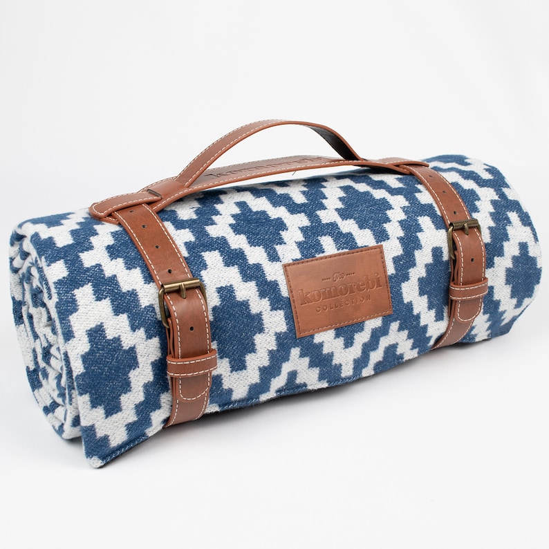 Picnic Blanket With Leather Carry Strap Extra Large 100 Etsy