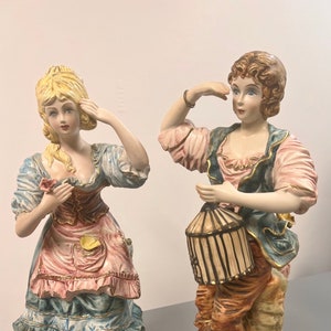 Boy & Girl Porcelain Italian Figurines | Capodimonte | 17.5&quot;