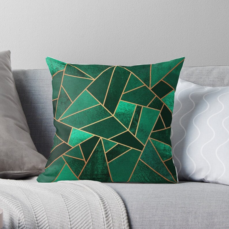Emerald And Copper Throw Pillow Etsy
