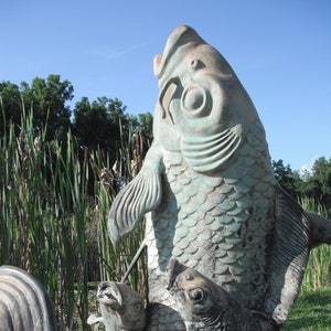 Bronze Koi Fish Fountain Large