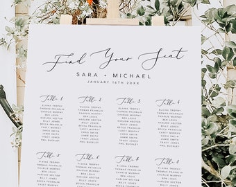 Printable Find Your Seat Wedding Sign INSTANT DOWNLOAD Printable Seating Chart, Seating Plan, Printable, Classic Minimal - BAS03