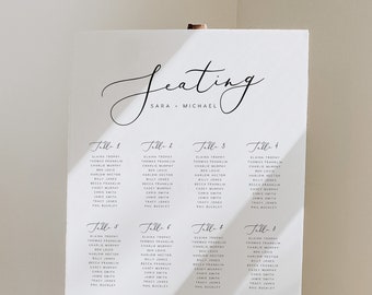 Wedding Seating Chart Template INSTANT DOWNLOAD Elegant Wedding Seating Plan Sign, Printable, Classic Minimal Find Your Seat Sign, Editable