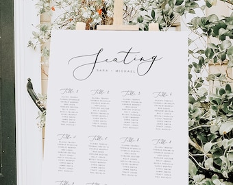 Wedding Seating Chart Template INSTANT DOWNLOAD Elegant Wedding Seating Plan Sign, Printable, Classic Minimal Find Your Seat Sign, Editable